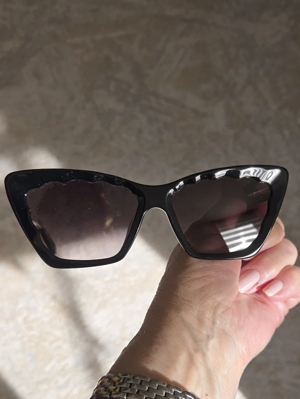 KREWE Black Cat-Eye Sunglasses with Dark Smoke Lenses